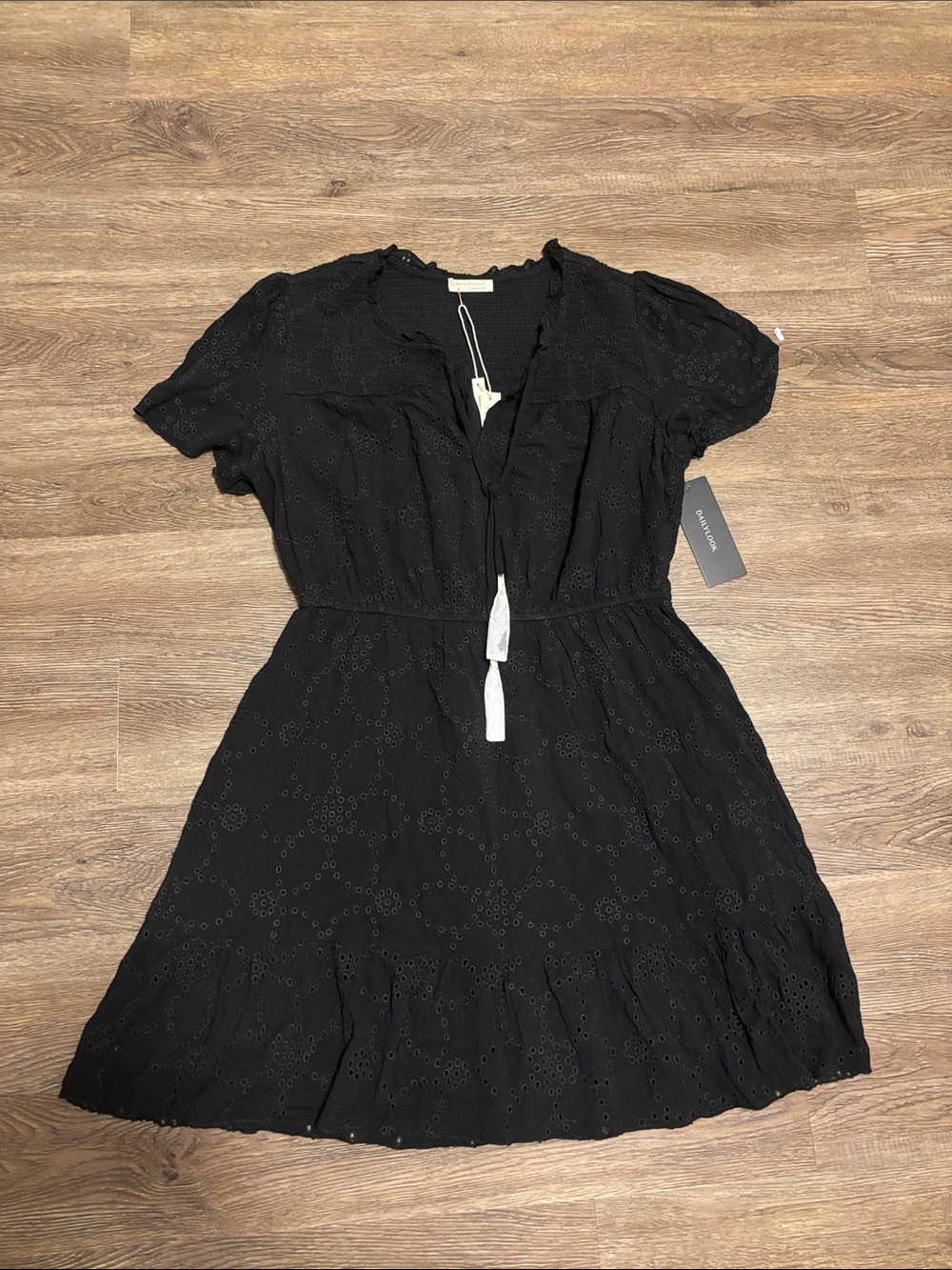 black eyelet floral dress